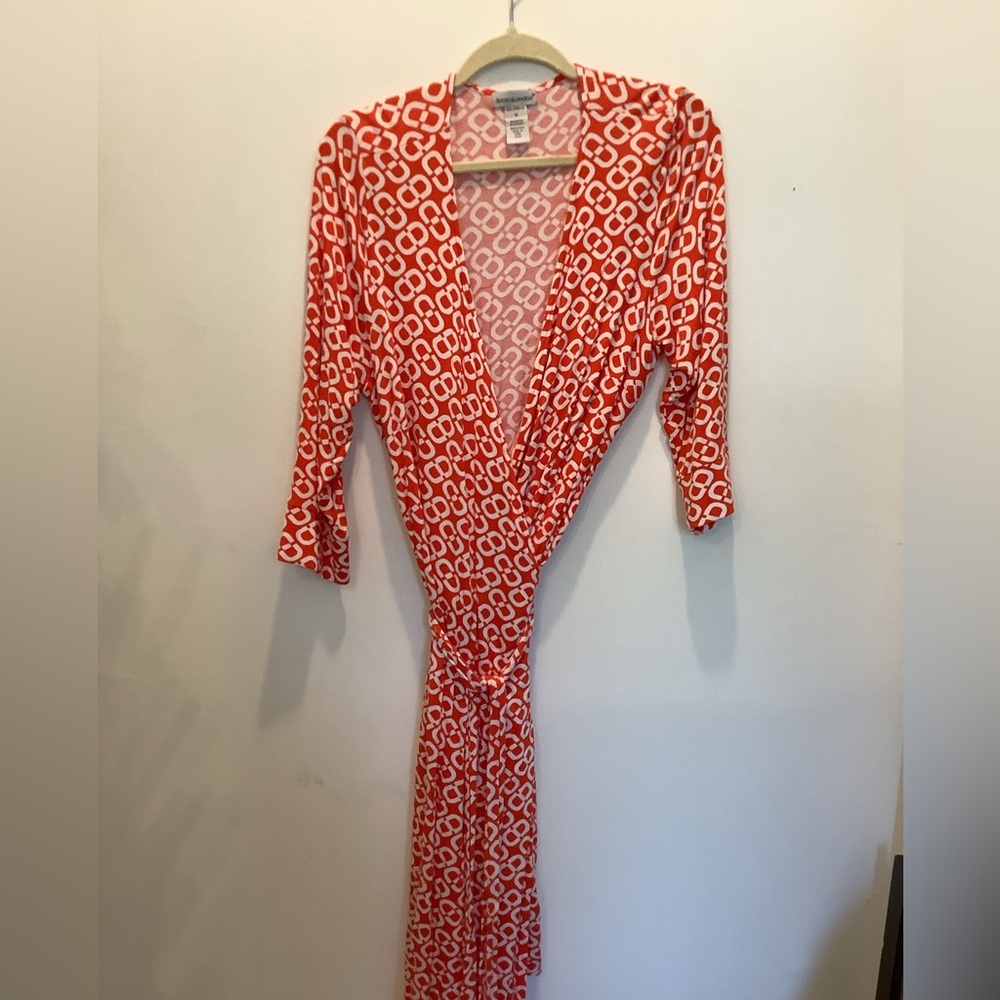 Jessica London orange and white wrap dress size 12